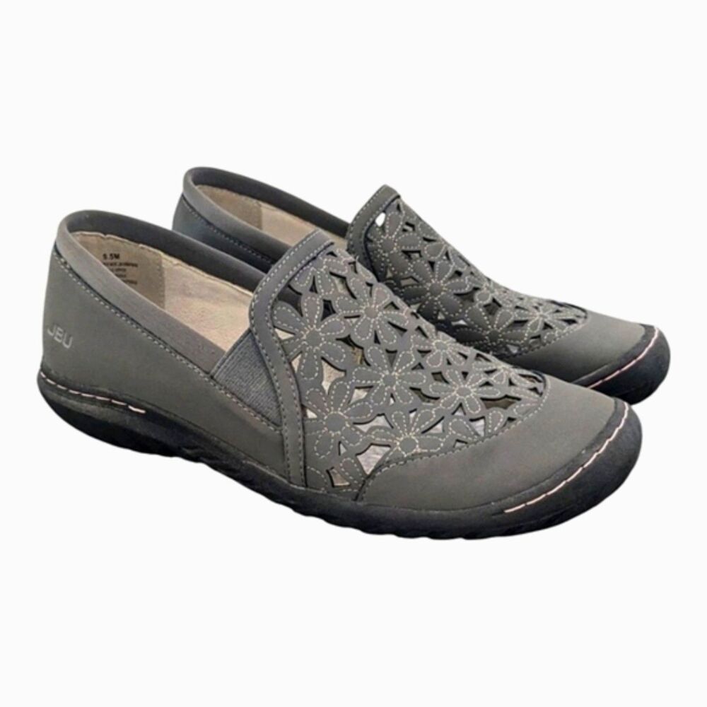 Jambu Gray Floral Cutout Loafers